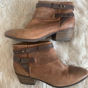 Distressed brown bootie